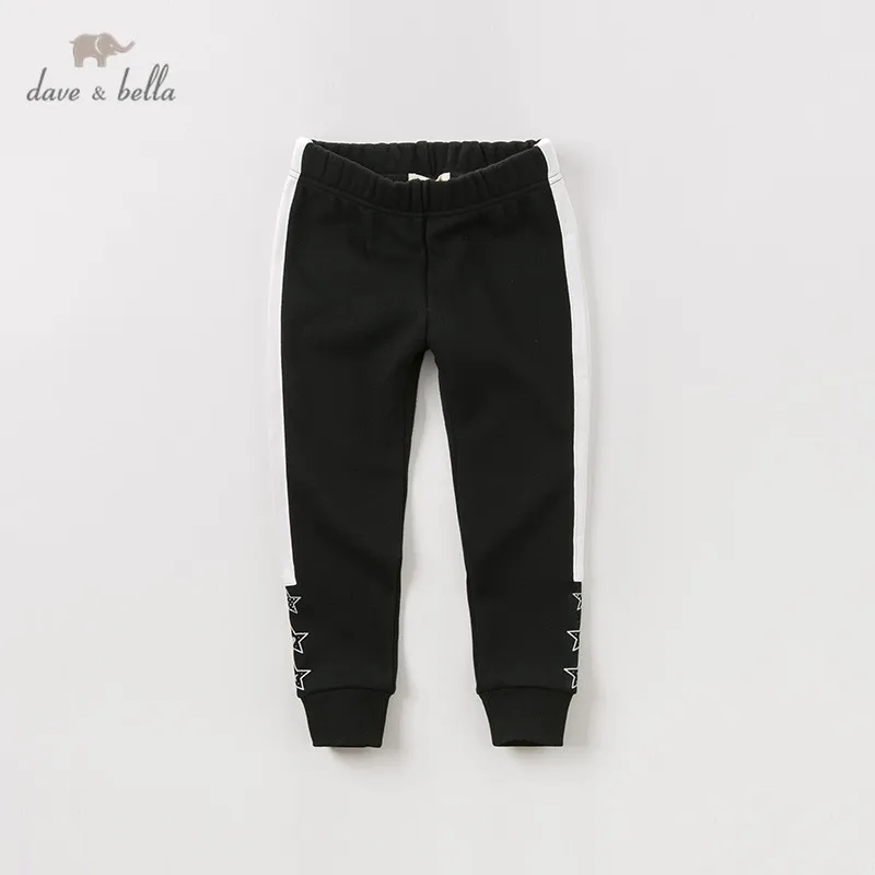 DBK11284 dave bella autumn kids girl fashion black pants children full lengthpants infant toddler trousers