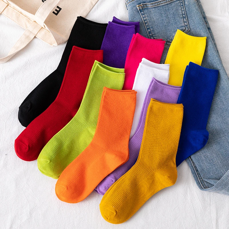 Japanese Solid Color Socks Women Autumn Winter Black and White Funny Socks Cotton for Mujer 121002|Socks| AliExpress
