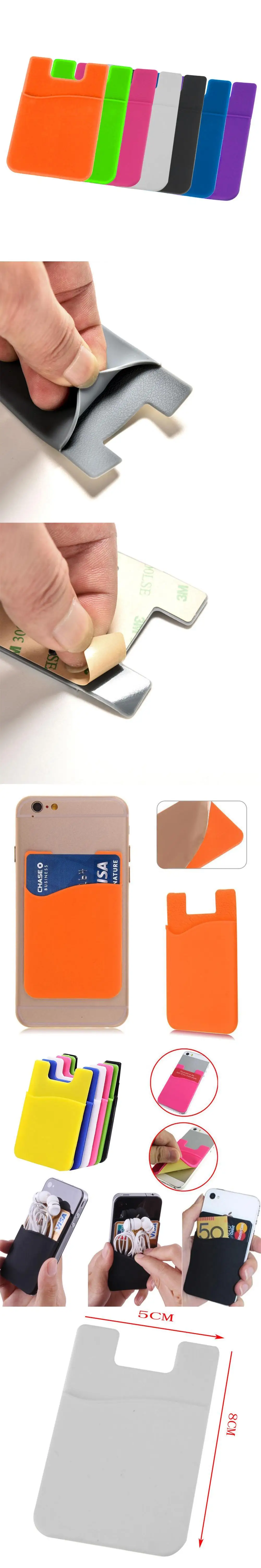Эластичный Силиконовый гелевый Чехол-кошелек для сотового телефона с держателем для кредитных карт