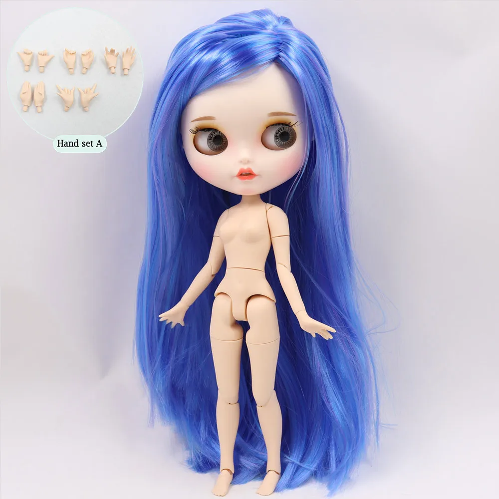 Ледяной обнаженный Blyth кукла No. BL7216/6208 светильник розовый микс фиолетовые волосы резные губы открытый рот матовые индивидуальные лицо соединение тела 1/6 bjd - Цвет: like the picture