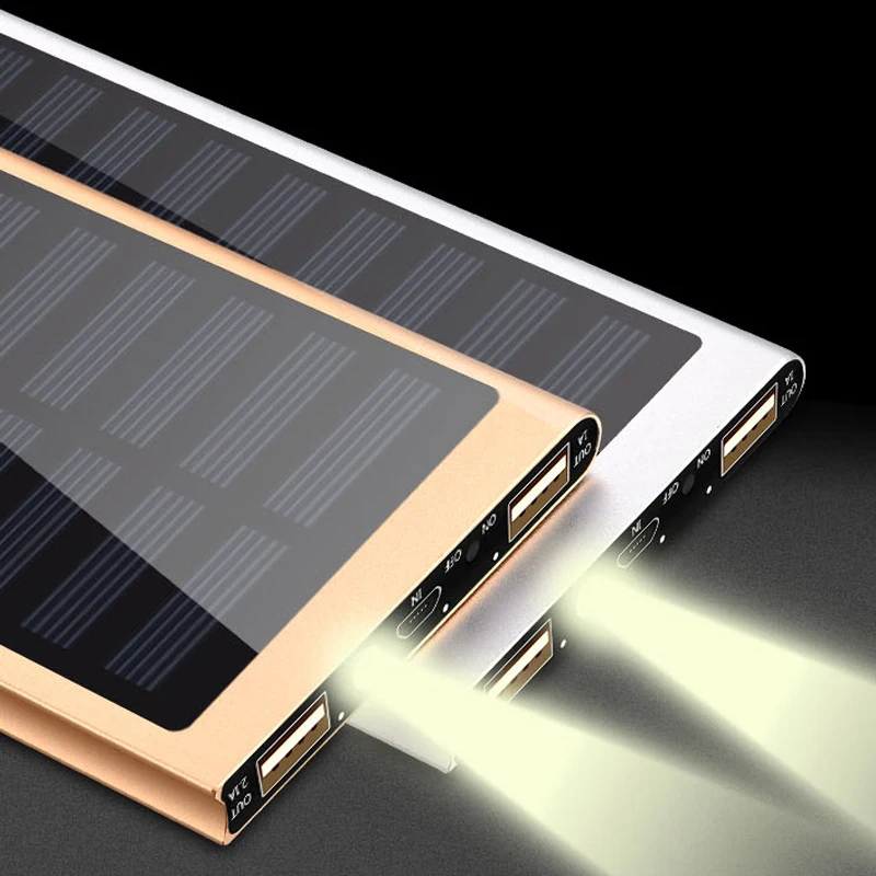 

Solar Power Bank 20000mah External Battery Quick Charge Dual USB Powerbank Portable Phone Charger Battery Charger for iPhone X