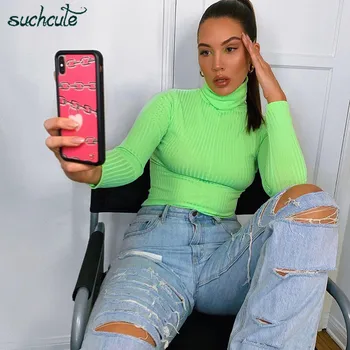 

SUCHCUTE Pullover Sweater Modis Women backless Turtleneck Harajuku Casual Autumn 2019 Casual Korean Style Pull Femme Festival