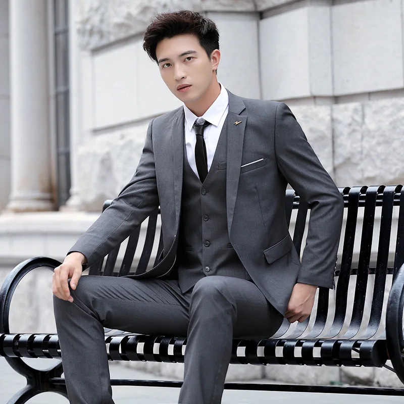 

Suit Drape Casual Coat Men British Style Gentleman Comfortable Suit Three-piece Set Decoration Body