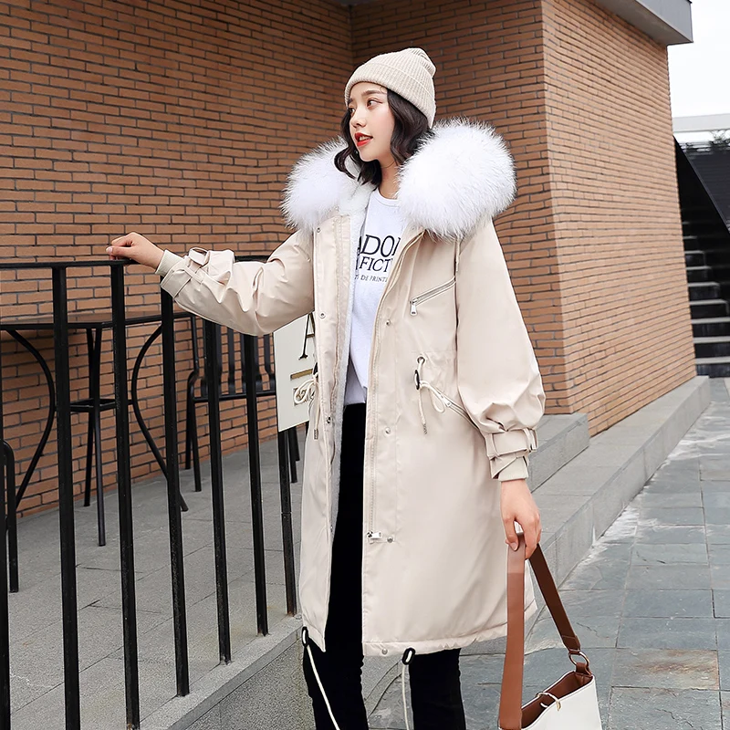 Зимняя женская куртка, длинное плотное пальто макси с меховым воротником, парка с капюшоном, Mujer,, теплая хлопковая стеганая Женская куртка с длинным рукавом, пальто - Цвет: chang20