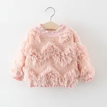 Зимний свитер для маленьких девочек; модная верхняя одежда из плотного бархата для новорожденных; топы для маленьких девочек; теплая хлопковая одежда для малышей на Рождество