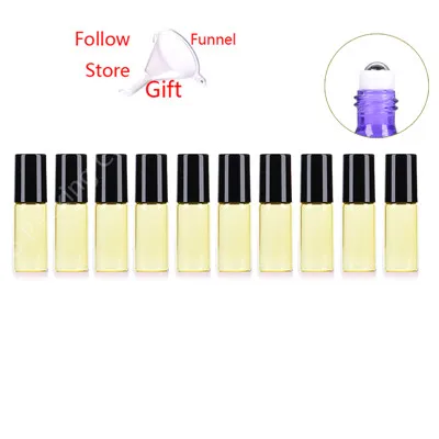 G 10pcs 5ml Glass Essential Oil Roller Bottles Glass Roller Balls Candy-colored Perfumes Lip Balms Glass Bottle with Steel roller - Цвет: G
