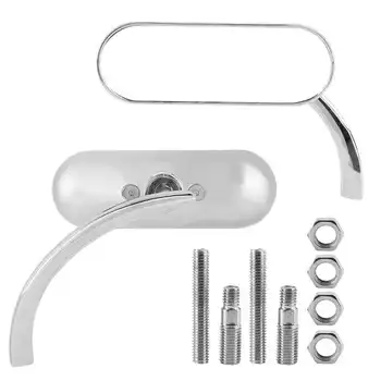 

2Pcs Motorcycle Rearview Mirrors, Universal Oval Rearview Side Mirror Electrically Silicon Handlebar End