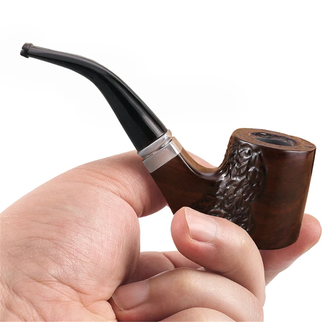 Classic Solid Wood Tobacco Pipe Traditional Ebony Smoking Chimney Filter  Curved Pipe Smoking Accessories Gadgets For Men's Gifts - Cigarette  Accessories - AliExpress
