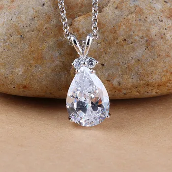 

YTF1321 Pomegranate water drop necklace with zircon inlaid Sterling Silver 925 Pendant Necklace