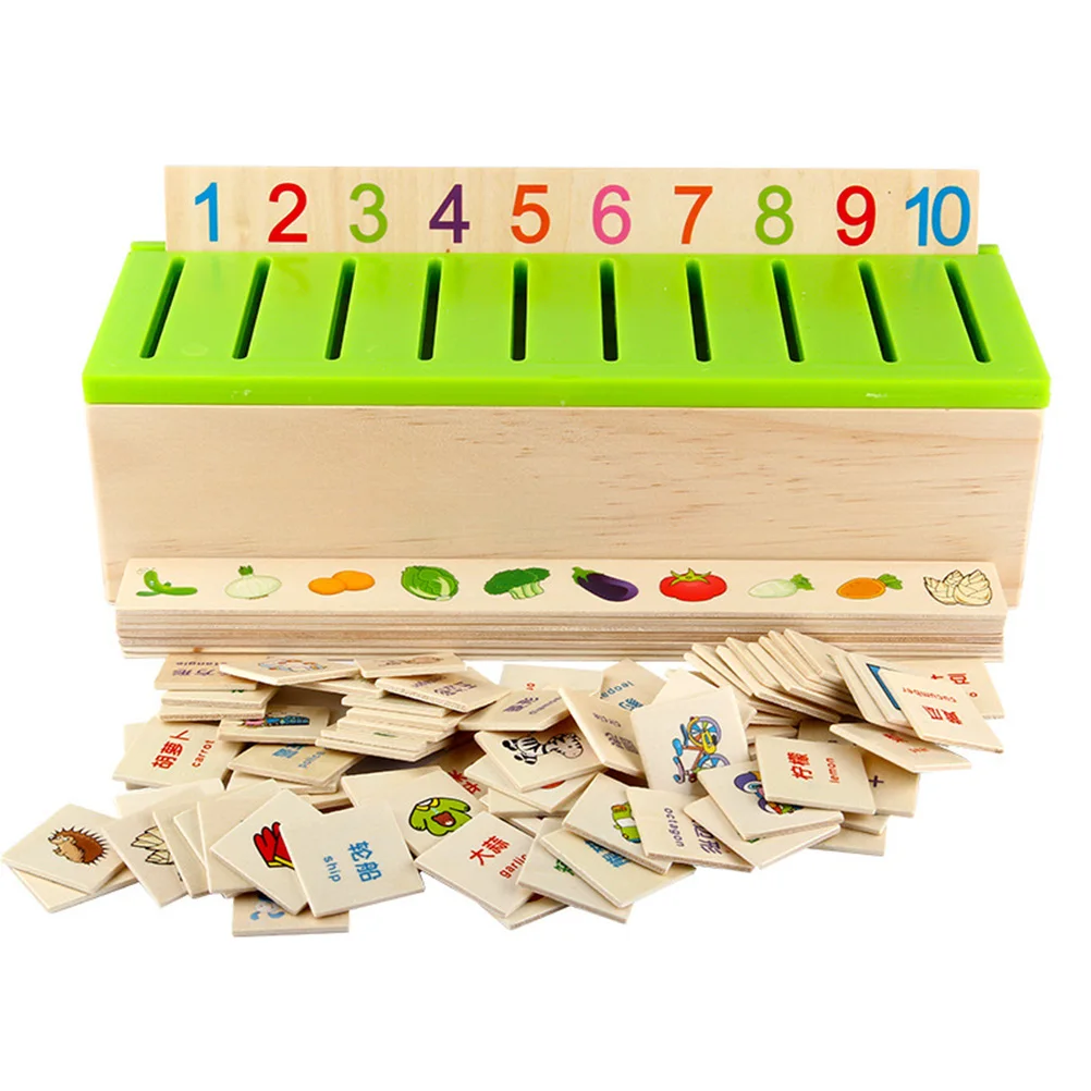 

Educational Toys Cartoon Wooden Flashcard Match Game Box Puzzle Early Education Toy Baby Number Color Shapes Cognitive Toy