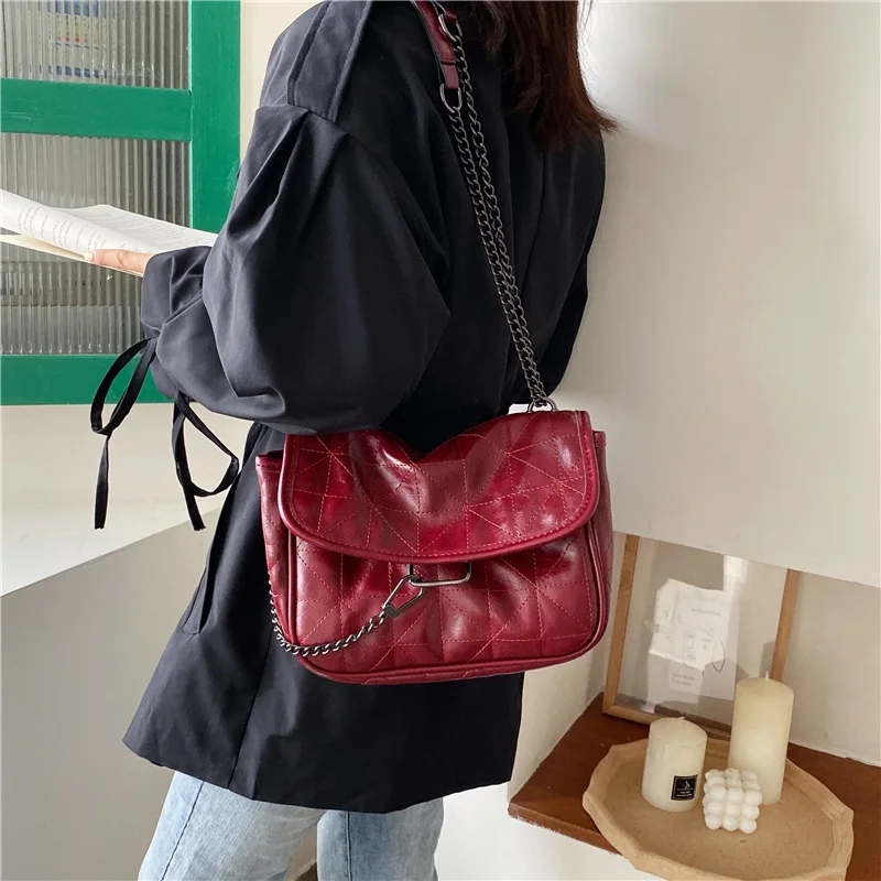 

Autumn And Winter Chain Small Bag Women's 2019 New Style Fashion Korean-style Shoulder Rhombus Versatile Soft Surface Solid Colo