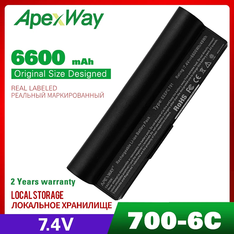 4400 мА · ч Аккумулятор для ноутбука Asus 90-OA001B1100 A22-700 A22-P701 Eee PC 2G 4G Surf 8G 4G-X 700 701 6 cells |