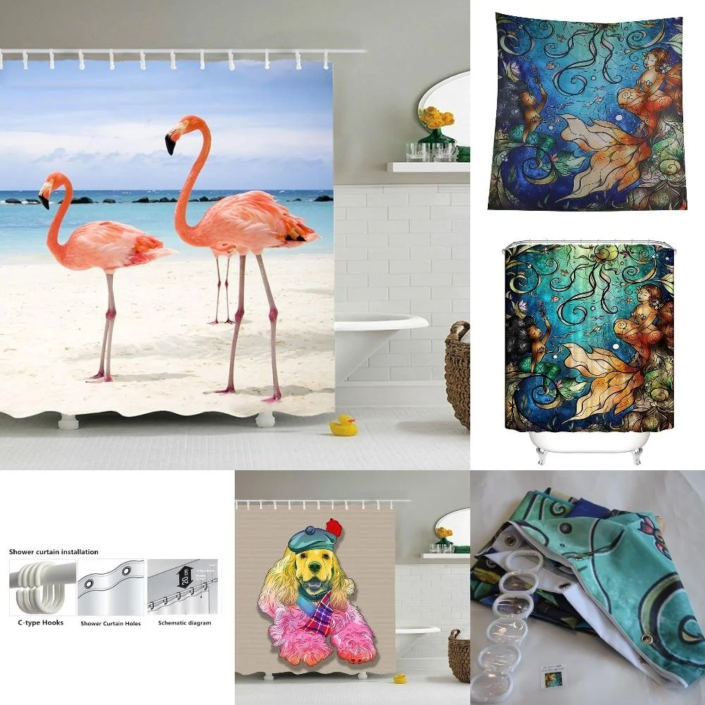 Горячая продажа Русалка занавес 3D цифровая печать водонепроницаемая занавеска