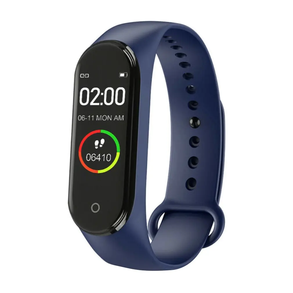 Смарт-браслет M4, 0,96 дюймов, цветной экран, Смарт-часы, спортивный браслет, трекер здоровья и сна, датчик движения, пульсометр, Bluetooth, умный Браслет - Цвет: Синий