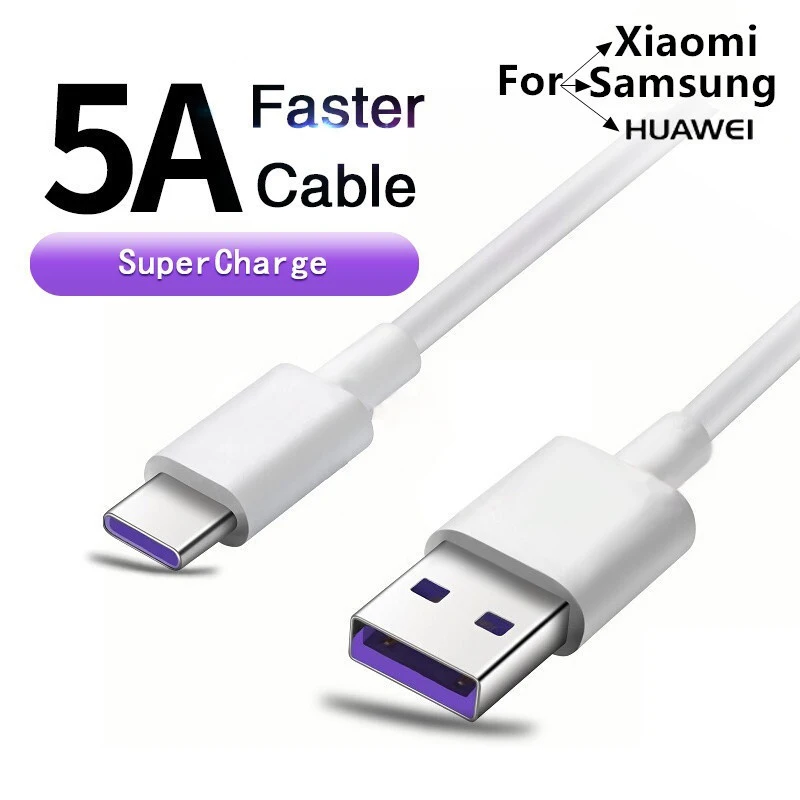 5A USB Type C Fast Charging Cable For Huawei P30/P30 Pro Samsung S8 S9 S10 TPE Charger Cord Data Sync Cable Type-C Phone Cable