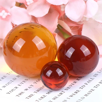 

1pcs Amber Crystal Ball Quartz Healing Sphere Photography Props Home Decor