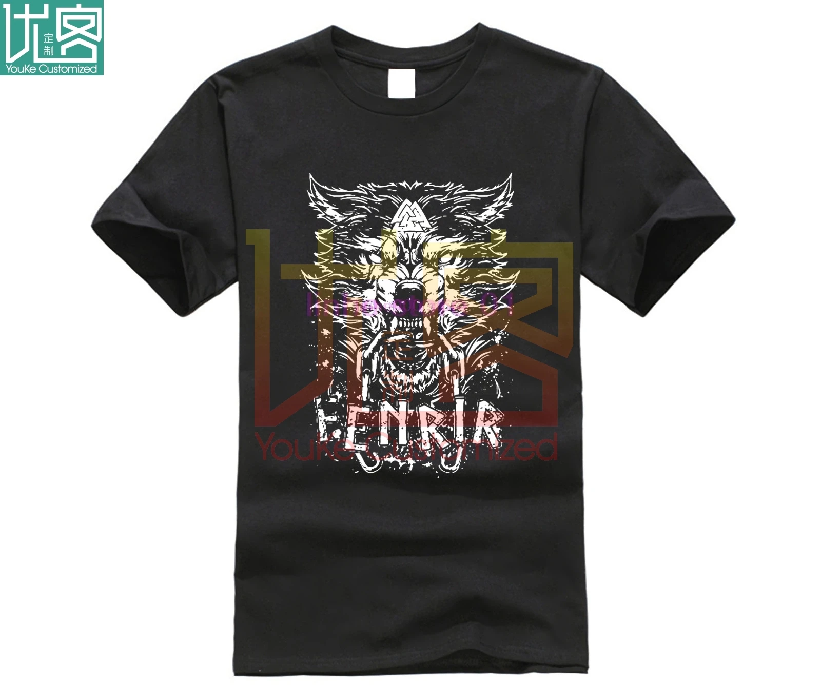 Мужская и женская футболка Fenrir Wolf Odin брендовая из 100% хлопка с принтом