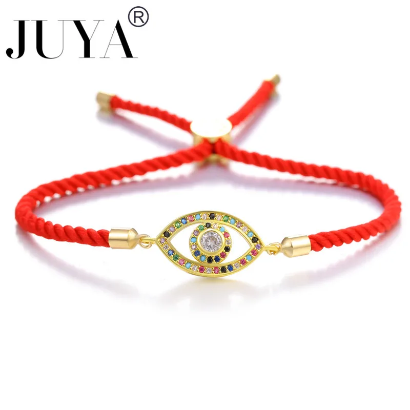 JUYA браслет модный турецкий золотой браслет evil Eye Pave CZ многоцветный глаз золотой браслет-цепочка регулируемые женские ювелирные изделия для вечеринок