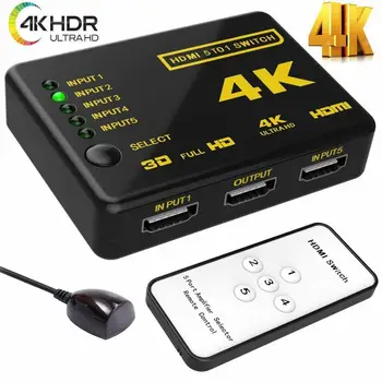 

Ultra HD 4K HDMI Splitter 1X4 Port 3D 1080p 4K*2K Video HDMI Switch Switcher HDMI 5 Input 1 Output HUB Repeater Amplifier