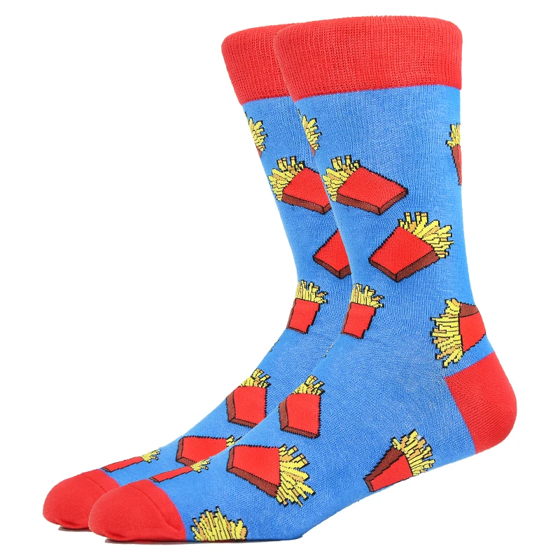 Burger Pizza Sushi Males Socks Fashion Cute Series Korean Harajuku Cartoon Funny Women Happy Cotton Cool Middle Tube Socks