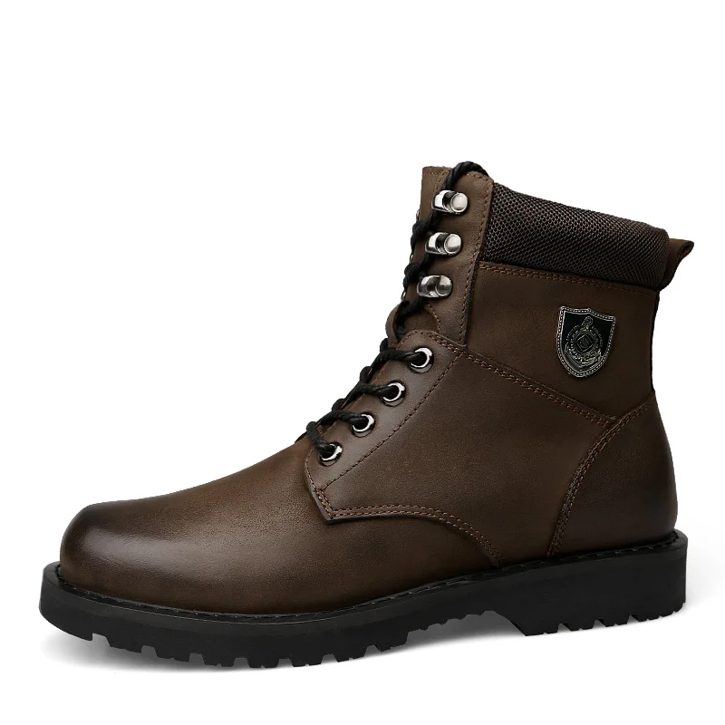Мужские Водонепроницаемые ботинки из натуральной кожи на меху|autumn and winter|boot topswinter