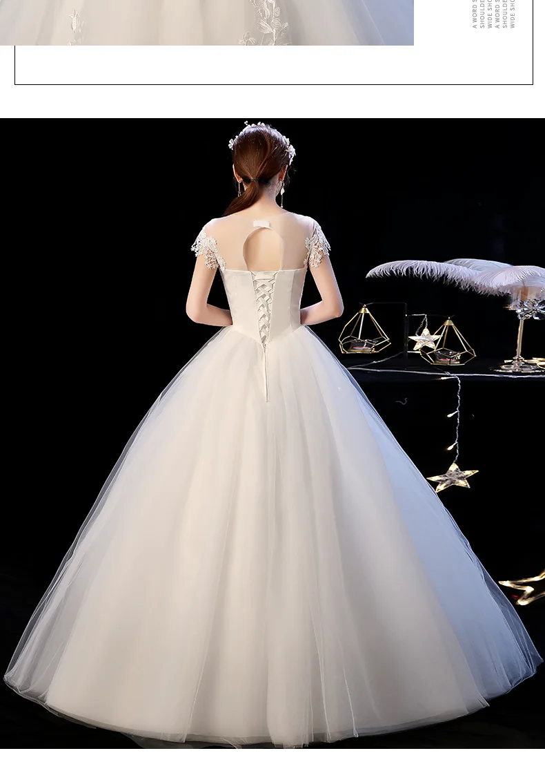 Кружевное свадебное платье с цветочным узором и высоким вырезом, платье с аппликацией-De-Mariee, недорогое бальное платье Vestidos-De-Novia, одежда для сна, топ на плечо, 312a