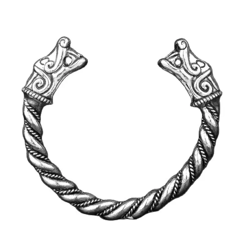 Trendy Handmade Customize Viking Wolf Wild Boar Bracelet For Men Cuff Tibetan Silver Odin Raven Opening Bangle Bracelets Jewelry 6