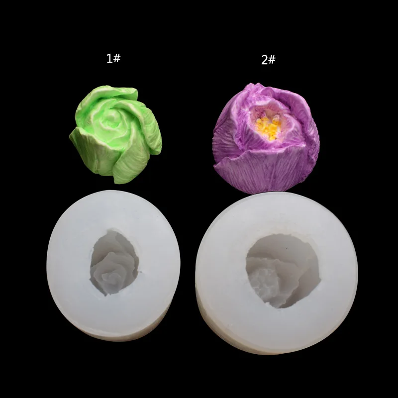 3D Drei-dimensional Tulpe Knospe Form Kerze Form DIY Dessert Fondant Blumen Schokolade Backform – Detail 4