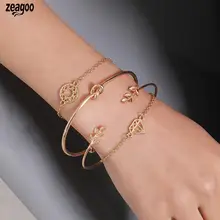 Для женщин рисунок «сердечко»; узел лист Форма 4 шт./компл. Открытый 16 см+ 5 см Повседневное, уличные, вечерние, клуб, и т. д. крюк браслет подарок