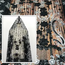 Tissus шелковая ткань Para лоскутное экран вышивка кружева узор перспективное платье, свадебное окно марлевая ткань