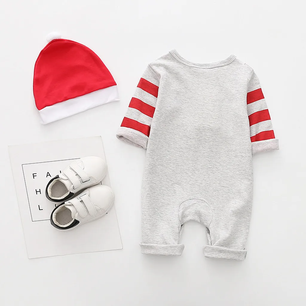 My First Christmas/зимняя одежда для малышей; Детский комбинезон для маленьких мальчиков; шапочка с рисунком; комбинезон; костюм для подвижных игр; комплект для новорожденных