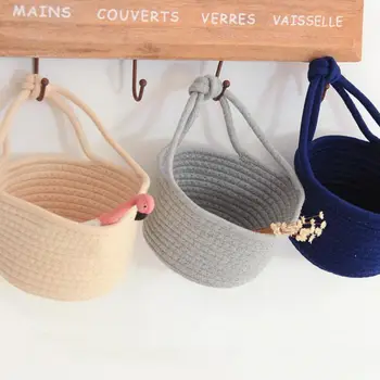 

Storage Baskets Home Shopping Cotton Rope Weaving Finishing Baskets Nordic Hanging Baskets Cotton Rope Storage Boxes Blue