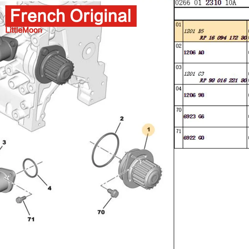 Wanautoparts Original brand new engine water pump 1609417280