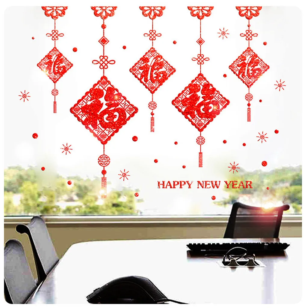 Ano Nuevo Chino Bendicion Pegatinas De Pared Dormitorio Decoracion