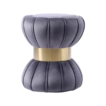

Stainless Steel Light Luxury Small Stool Guzheng Piano Bench Nordic Solid Wood Dressing Stool Shoe Bench Fabric Round Foot Stool