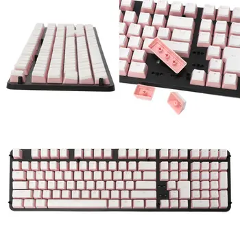 

RGB RGB 108 Keycaps ANSI Layout Add ISO PBT Pink Pudding Double Skin Milk Shot Backlit Keycap For OEM Cherry MX gh60 poker 87