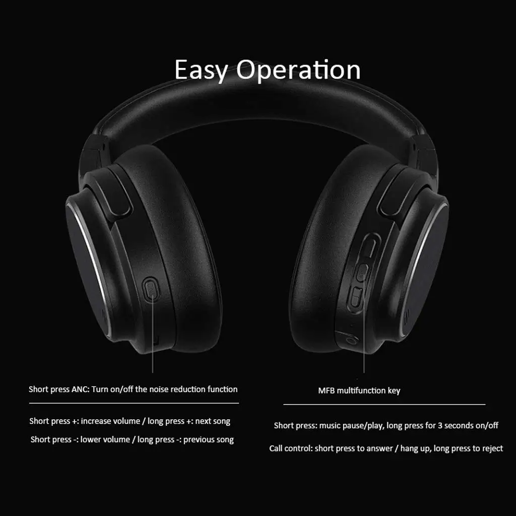 Bluetooth ANC наушники 50 часов активного шумоподавления наушники регулятор громкости с микрофоном