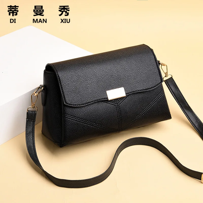 

2019 New Style WOMEN'S Fashion Handbag Simple Versatile Pu Soft Leather Large Capacity Lightweight Waterproof Shoulder Bag