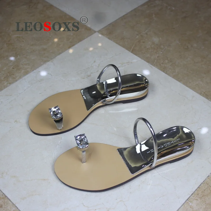 

2020 Women's Slippers, Genuine Leather Crystal Outer Wear Split Toe Slippers Flat Elevator Slanted Heel Beach Sandals Women