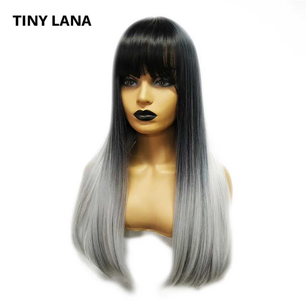 

TINY LANA Wig Synthetic Heat Resistant Hair Cosplay Wigs For 60cm Long Straight Black Hair Extensions High Temperature Fiber