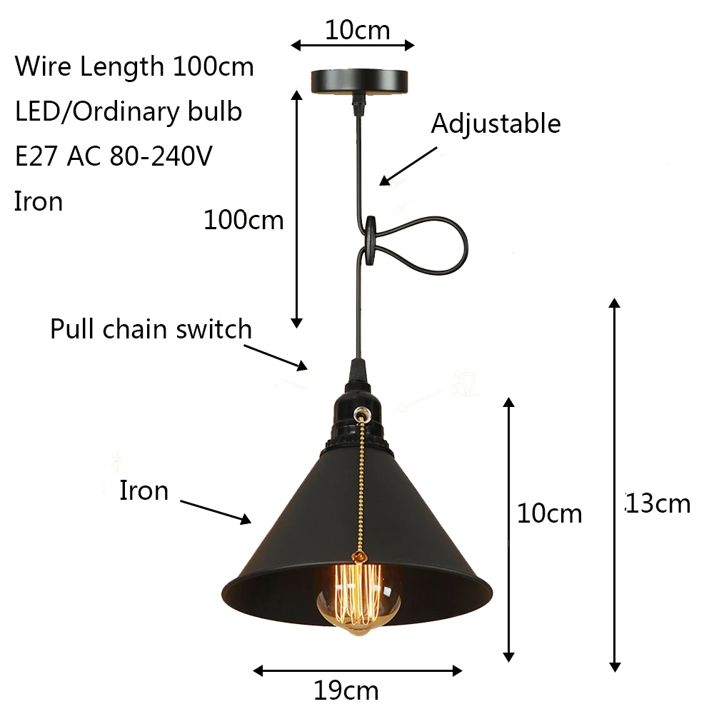 Современный промышленный подвесной светильник LED E27 креативная Подвесная лампа с