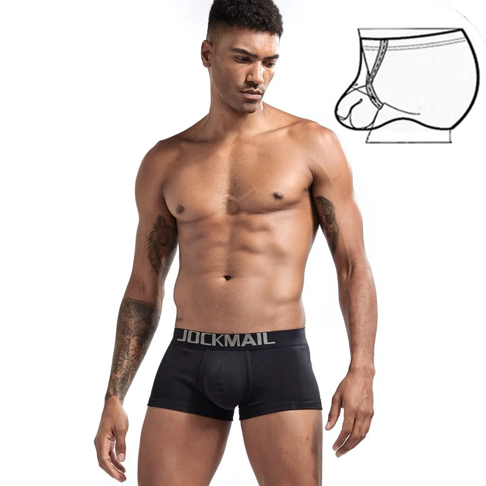 JOCKMAIL сексуальные боксеры для мужчин нижнее белье пенис чехол для колец U выпуклые боксерские шорты Слип hombre гей мужские боксеры homme Coton боксеры Длинные