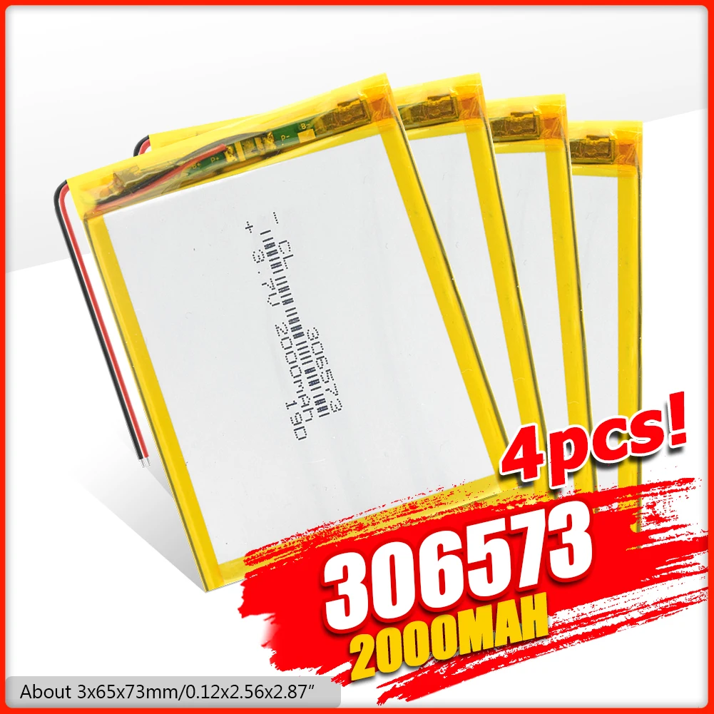 3 7 V полимерная литиевая батарея 306573 2000mAh аккумуляторная для PAD GPS Видео игры