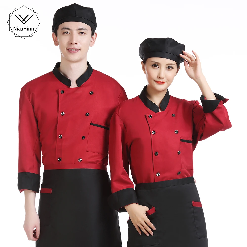 Unisex de larga de restaurante uniformes camisas de cocina ropa de trabajo tienda de desayuno Chef abrigo Casual chaqueta de cocina ropa _ - AliExpress