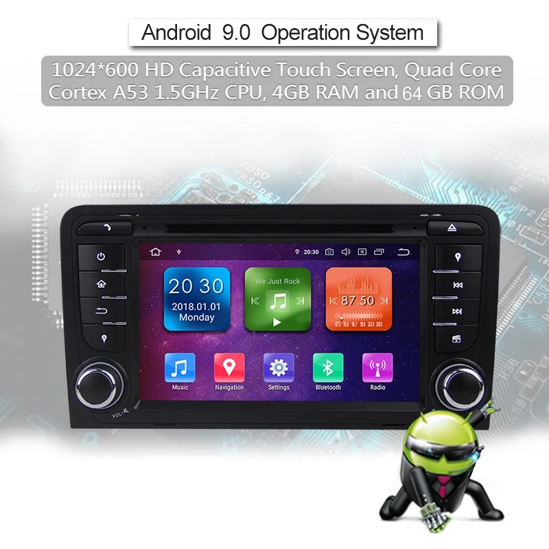 Android 9,0 2Din автомобильный DVD gps 4G+ 32G мультимедийный плеер Bluetooth стерео радио для Audi A3 8P 2003-2012 S3 2006-2012 RS3 Sportback