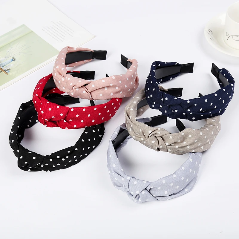 

1pc Bow Wave point Hairbands Non-slip elastic Wash Face Headband Knitted Wide side hair accessories Cross Cotton Soft Headwear
