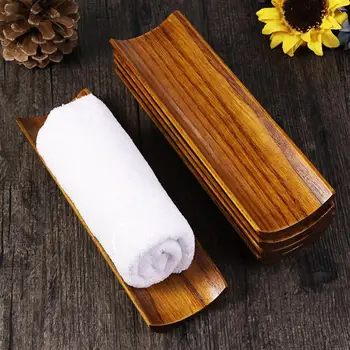 

5PCS Wooden Towel Tray Storage Dish Plate Tea Tray Fruit Trays Cosmetics Jewelry Organizer Storage Rack For Bathroom Home