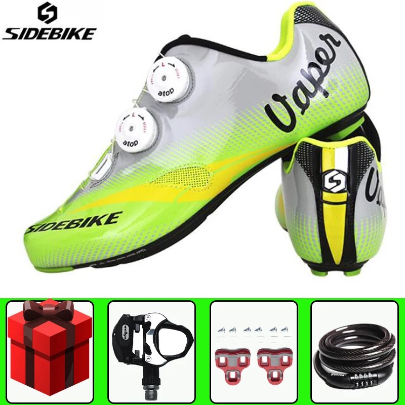 add all Sidebike/Мужская обувь для велоспорта из углеродного волокна; комплект педалей; самозакрывающаяся дышащая обувь для езды на велосипеде; обувь для велоспорта; Sapatos De Ciclismo - Цвет: add all
