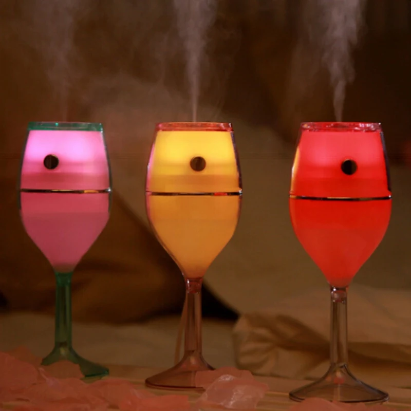 

Air Humidifier Red Wine Cup USB Colorful Night Lamp No Noise Mini Portable Air Cleaner for Home Bathing Accessory Set