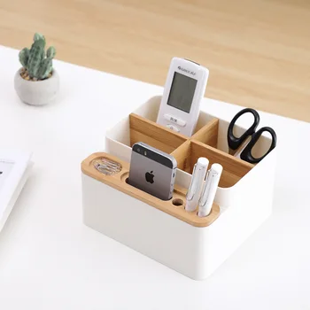 

Desk Stationery Storage Box Detachable Desktop Multi-purpose Storage Box Pen Holder Wood Pen Box For Home Office